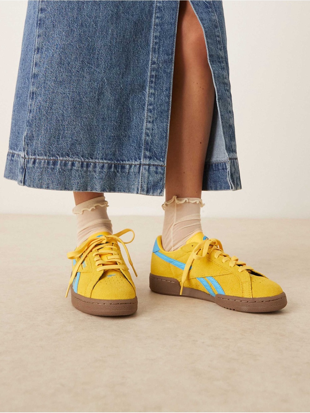 New in Box Reebok Blue/Yellow Club C Grounds UK Tennis Shoes • Size 8
